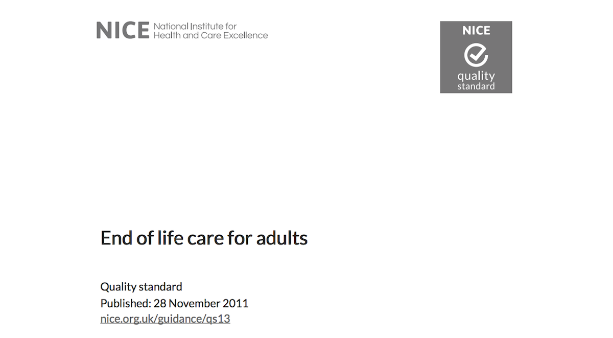 What Is Nice End Of Life Care Quality Standard